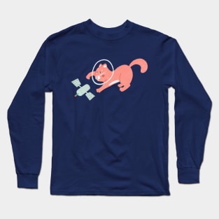 Pink Space Cat Long Sleeve T-Shirt